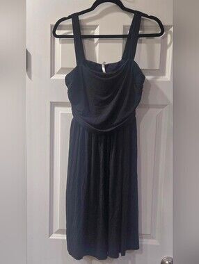 Soma Black Sleeveless Midi Dress with Draped Bodice